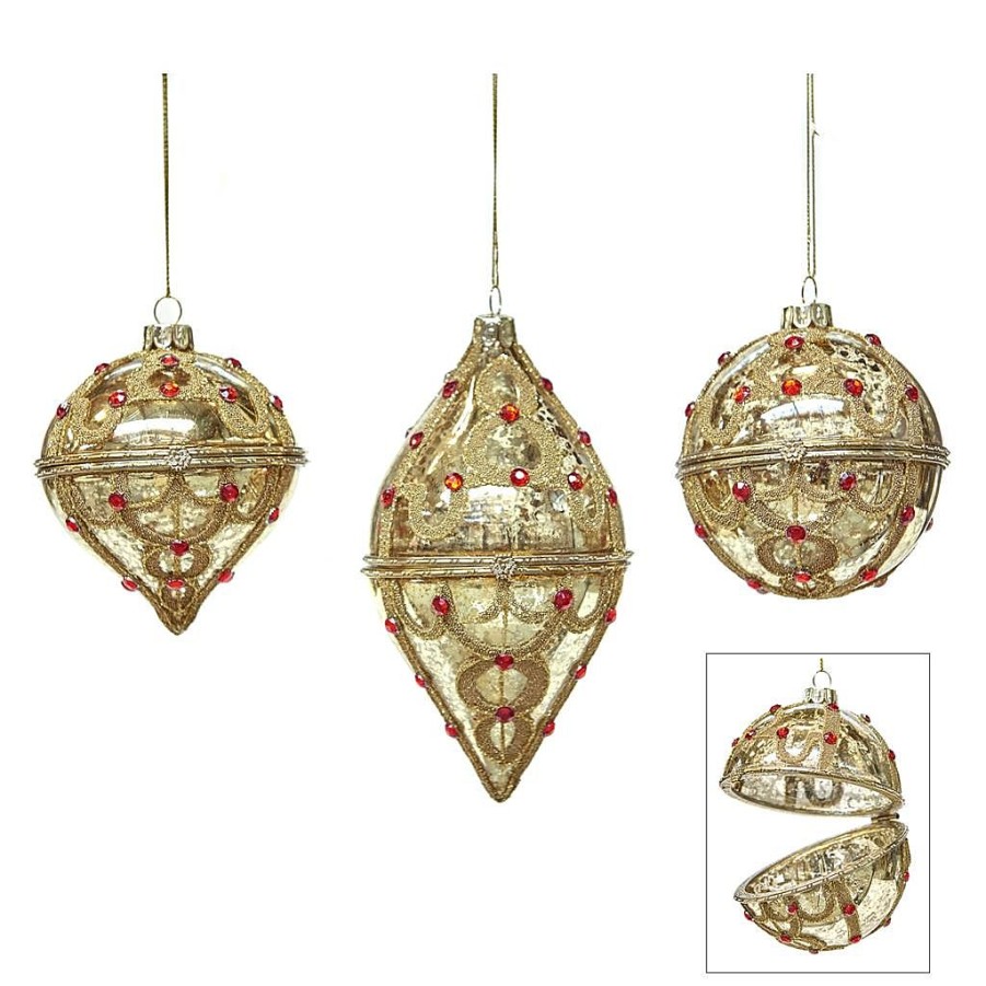 Christmas Tree | Goodwill Glass Antique Jewel Box Ornament 3 Assorted P 37353