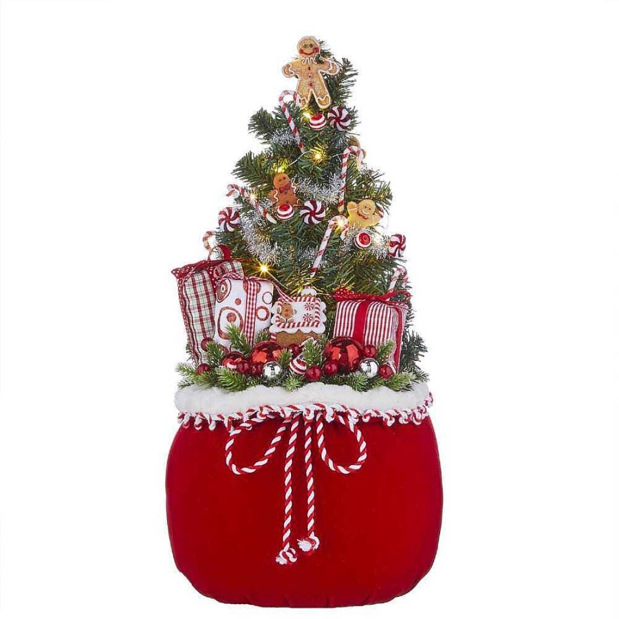 North Pole | Raz Imports Raz Imports Lighted Tree With Gingerbread In Bag 4015552