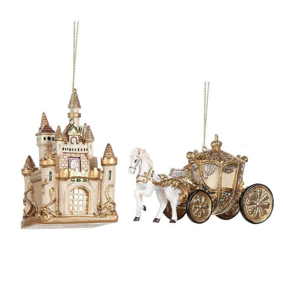 Christmas Tree | Goodwill Goodwill Belgium Horse Carriage Castle Ornament 2 Assorted Tr 24805