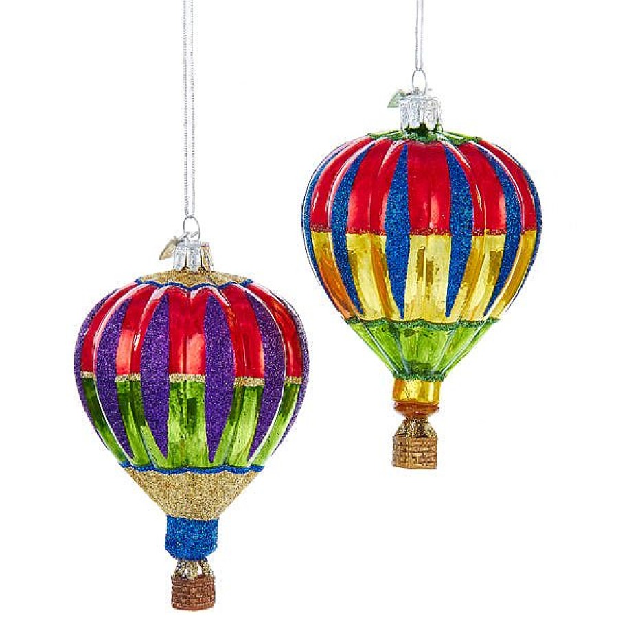 Glass Baubles | Kurt Adler Kurt S. Adler Nyc Nb1082 Noble Gems Hot Air Baloon 2 Assorted