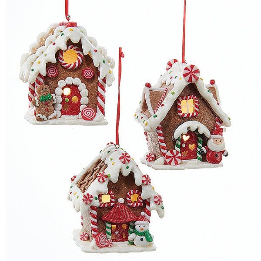 Gingerbread | Kurt Adler Kurt S. Adler Nyc D2881 Gingerbread Led House Ornament 3 Assorted