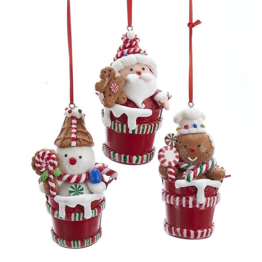 Gingerbread | Kurt Adler Kurt Adler Nyc D3624 Santa, Gingerbread Man And Snowman Bucket Ornaments, 3 Assorted