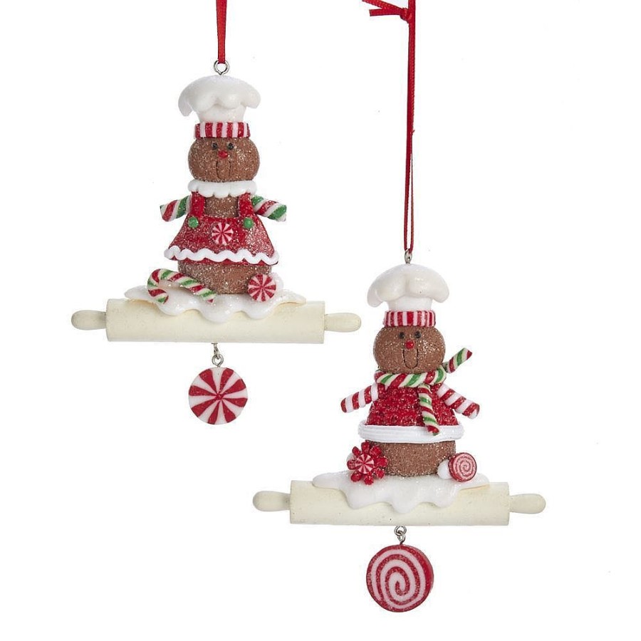 Gingerbread | Kurt Adler Kurt Adler Nyc D3635 Gingerbread Rolling Pin Ornaments, 2 Assorted