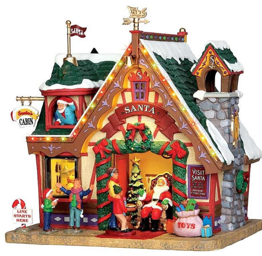 Christmas Villages | Lemax Lemax Village 35554 Santa'S Cabin, With 4.5V Adaptor 35554