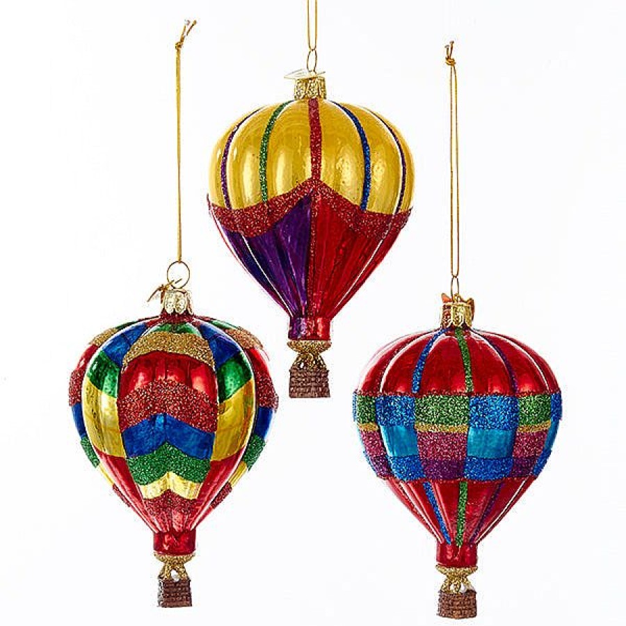 Glass Baubles | Kurt Adler Kurt S. Adler Nyc Nb1142 Noble Gems Hot Air Balloon 3 Assorted