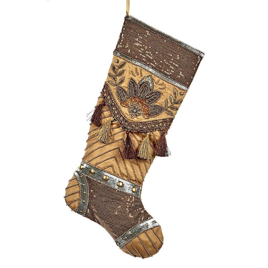 Home Decors | Katherine Collection Katherine'S Collection Celebrations Stocking Gold Kc 14-714972