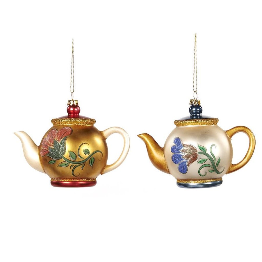 Alice | Goodwill Glass Floral Teapot Ornament 2 Assorted Tr 27327