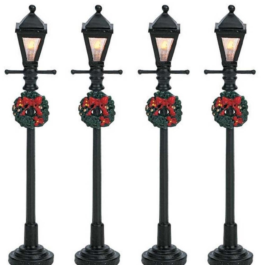 Christmas Villages | Lemax Lemax Gas Lantern Street Lamp Set Of 4 64498 - Lemax Christmas Village