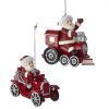 Christmas Tree | Kurt Adler Kurt Adler Nyc C6776 Red And Silver Glittered Santa In Car And Train Ornaments