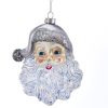 Christmas Tree | Kurt Adler Kurt Adler Nyc T2622 Glass Santa Face With Silver Glitter Ornament