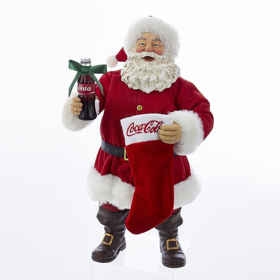 Santa Claus | Kurt Adler Kurt Adler Nyc Cc5172 Coca-Cola Santa With Coke Bottle And Stocking Table Piece