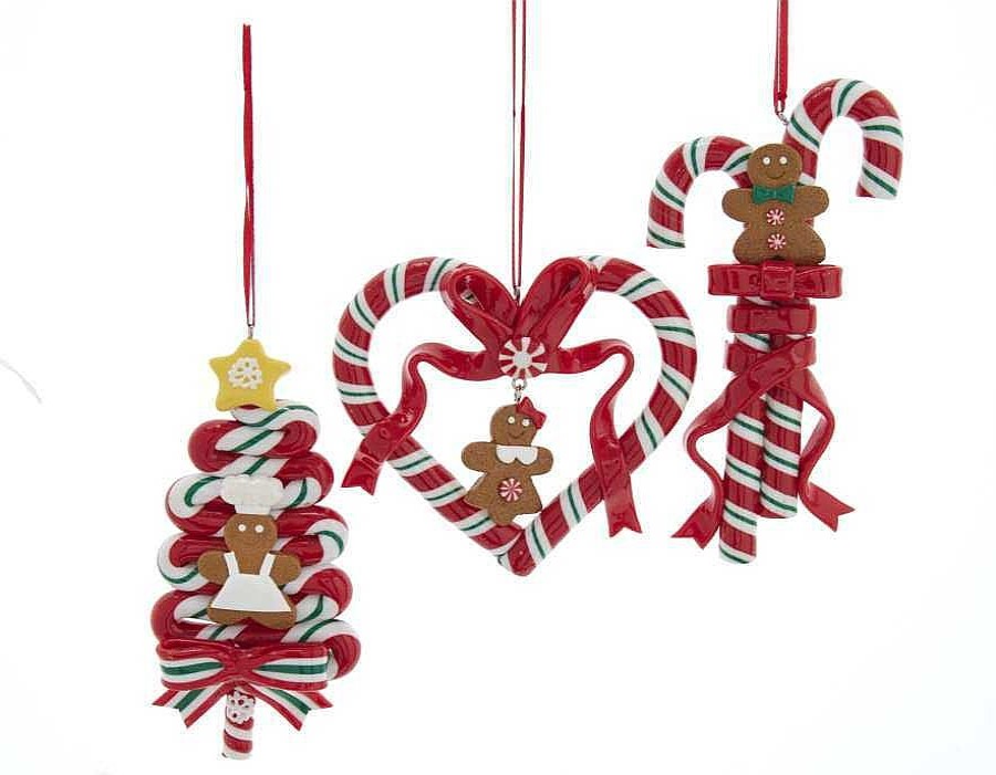 Christmas Tree | Kurt Adler Kurt Adler D3839 Tree Candy Heart With Gingerbread3 Assorted