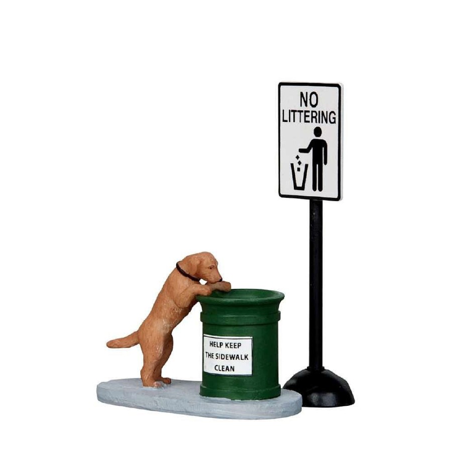 Christmas Villages | Lemax Lemax No Littering Set Of 2 14364 Lemax Accessories