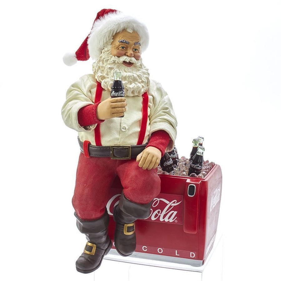 Santa Claus | Kurt Adler Kurt Adler Nyc Cc5191 Coca-Cola Santa On Cooler Tabletop Decoration