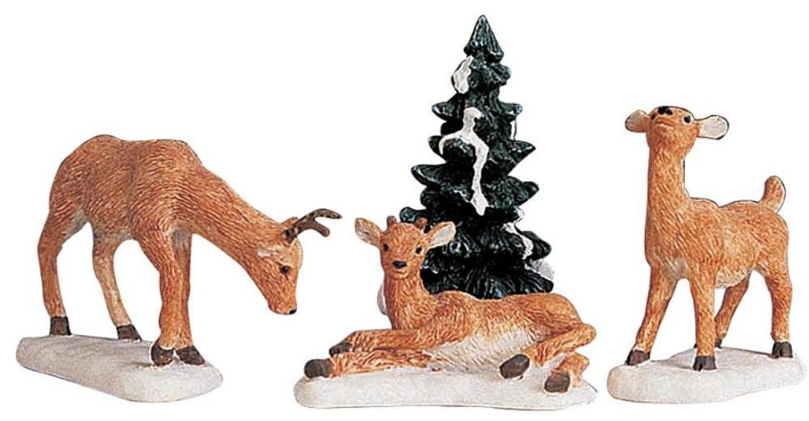 Christmas Villages | Lemax Lemax Villages Dad And Fawns, Set Of 4 92299