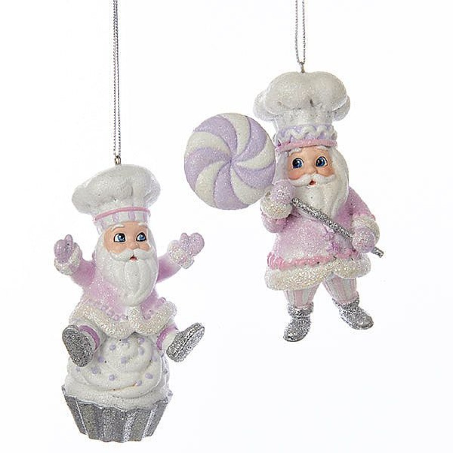 Christmas Tree | Kurt Adler C7906 Sugar Plum Chef Santa With Silver Glitter Ornament 2 Assorted Kurt S.Adler New York