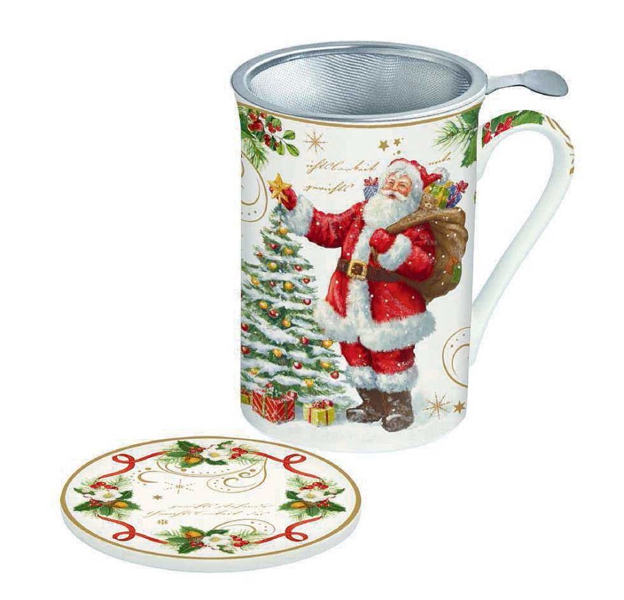 Tableware | Easy Life Christmas Tableware: Fine China Mug With Lid And Metal Infuser