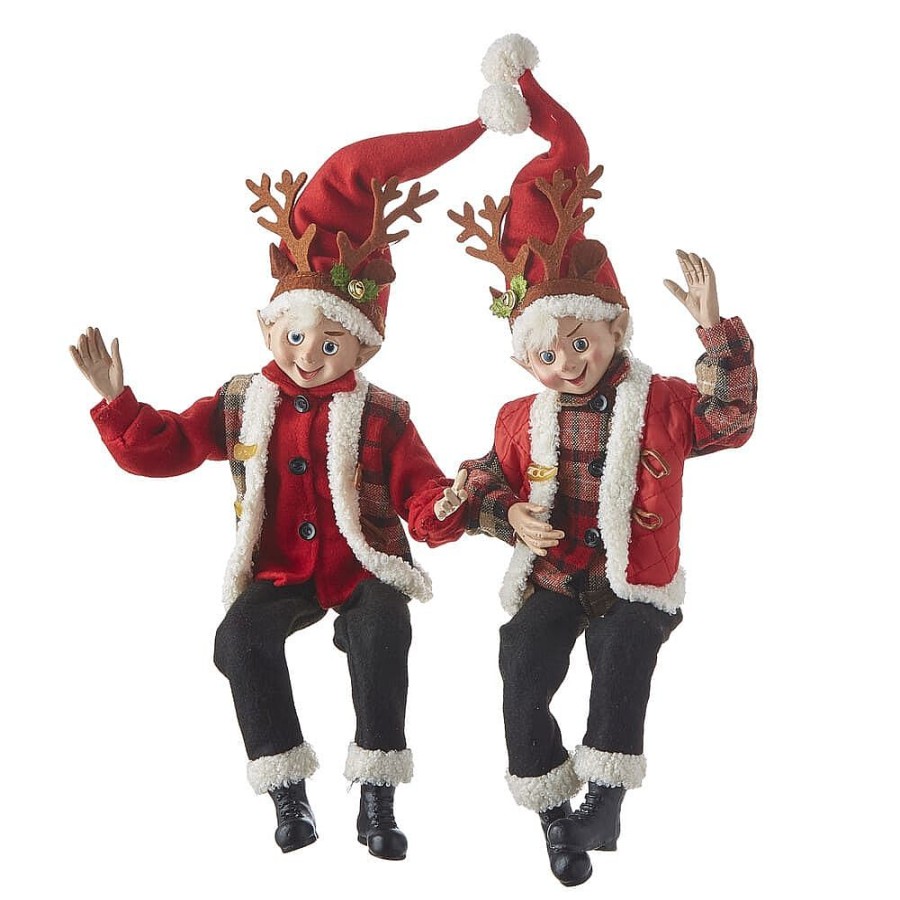 Elves | Raz Imports Raz Imports 16Inch Posable Elf With Reindeer Antlers 4102265 2 Assorted