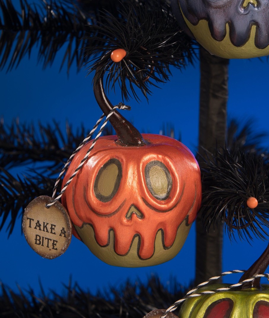 Halloween | Bethany Lowe Green Apple With Orange Poison Ornament Mini