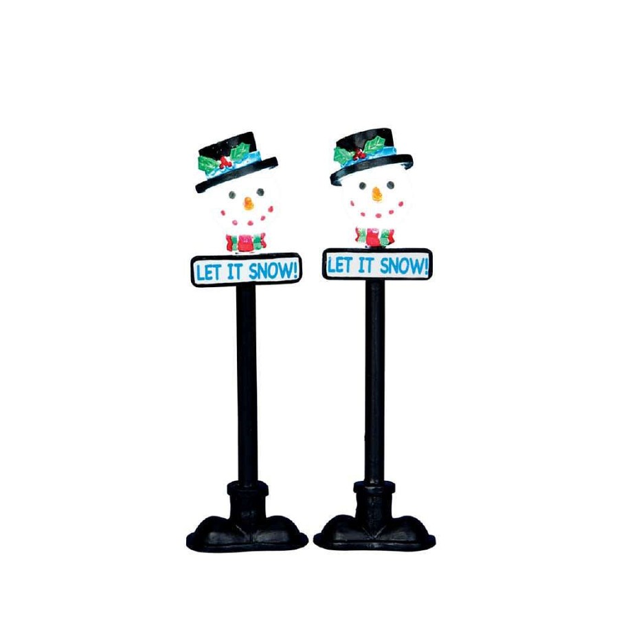 Christmas Villages | Lemax Lemax Village 34640 Snowman Street Lamp, Set Of 2, B/O (4.5V) 34640