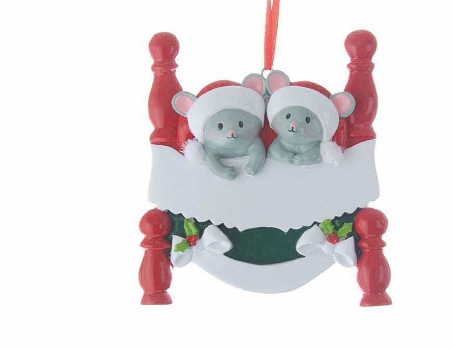 Christmas Tree | Kurt Adler Kurt Adler C6586 Mice On Bed Family Of 2 Ornament