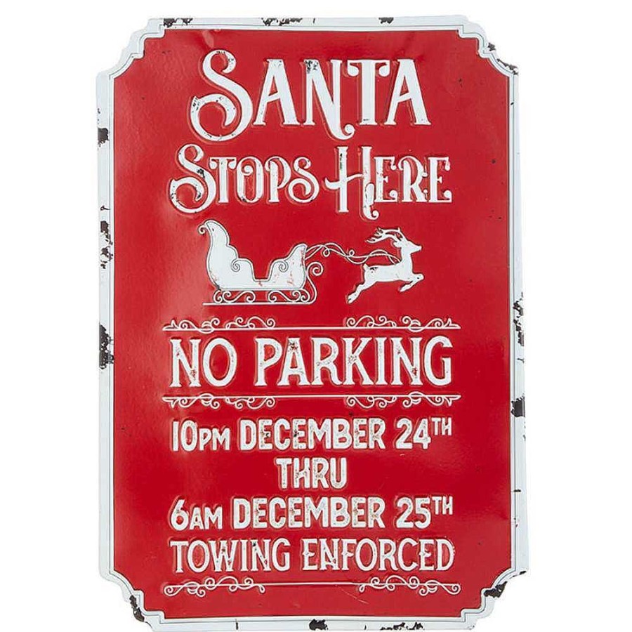 North Pole | Raz Imports Raz Imports Santa Stops Here Sign 4012342