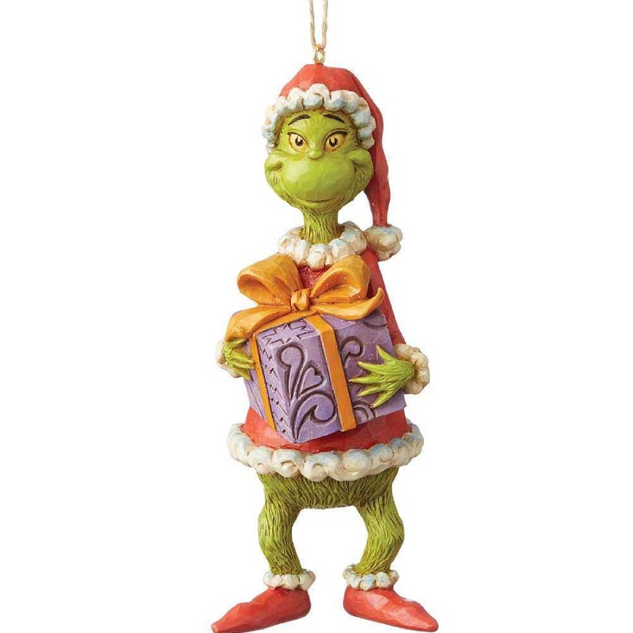 Christmas Tree | Jim Shore Jim Shore 6004067 Grinch Holiding Present (Hanging Ornament)