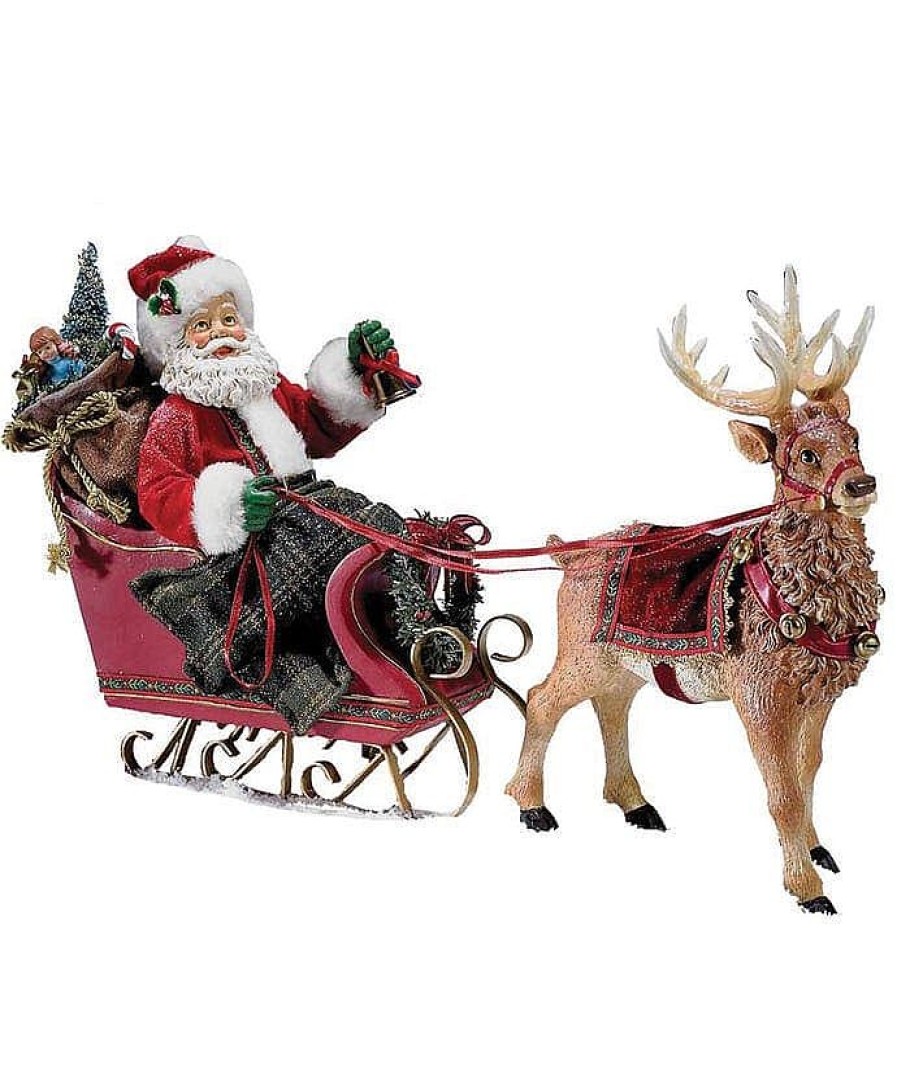 Santa Claus | Kurt Adler Kurt Adler 10" Santa In Sleigh With Deer C7339