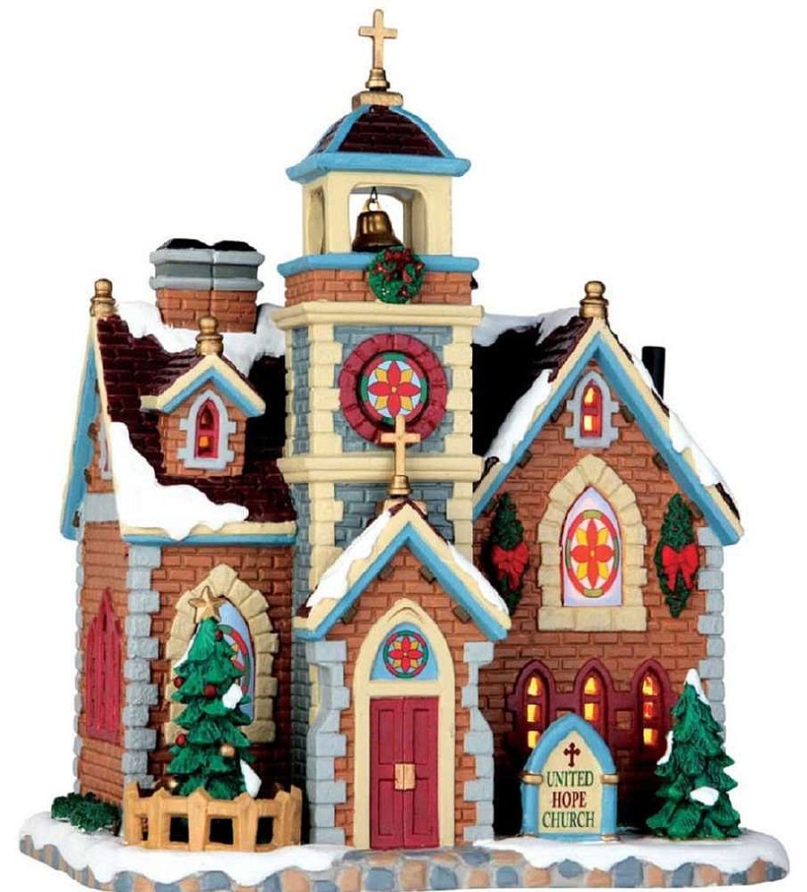 Christmas Villages | Lemax Lemax Grace Community Church, B/O Led 65155 Lemax Caddington Village