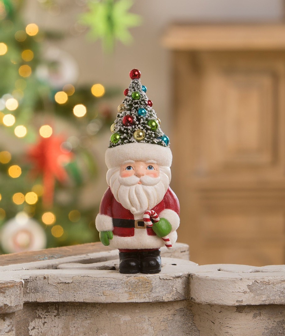 Traditional | Bethany Lowe Retro Santa With Candy Cane And Tree Hat Tl2370 Bethany Lowe