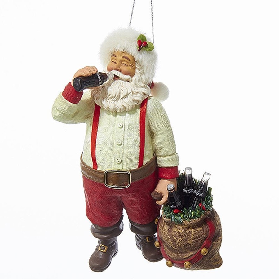 Santa Claus | Kurt Adler Kurt Adler Santa Drinkng Coke With Sack And Bottles Cc9162