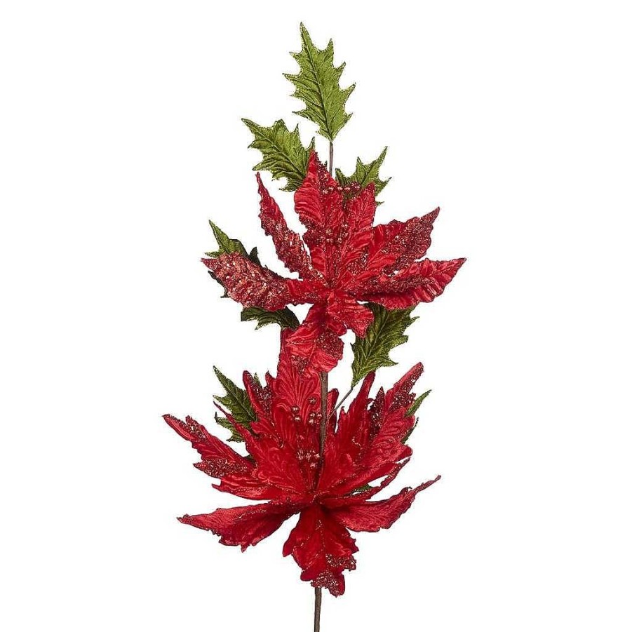 Home Decors | Katherine Collection Katherine'S Collection Double Brillant Poinsettia Stem Kc J 11-911548