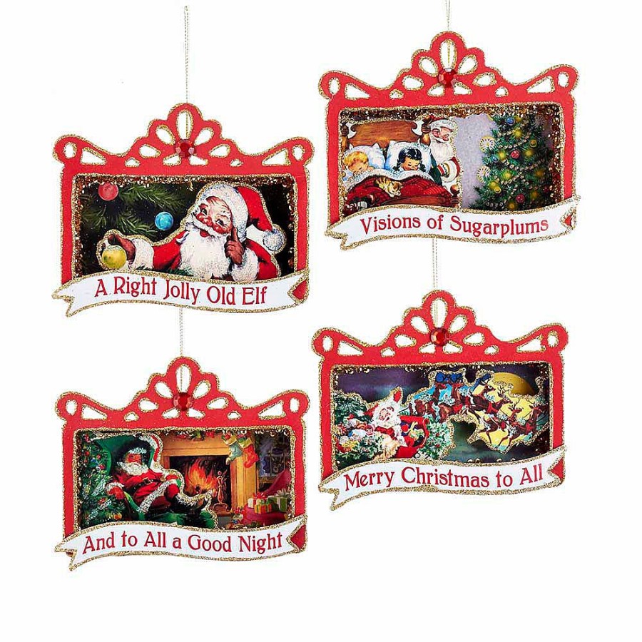 Christmas Tree | Kurt Adler Kurt S. Adler Nyc Td1528 Paper Retro Santa Frame Ornament 4 Assorted