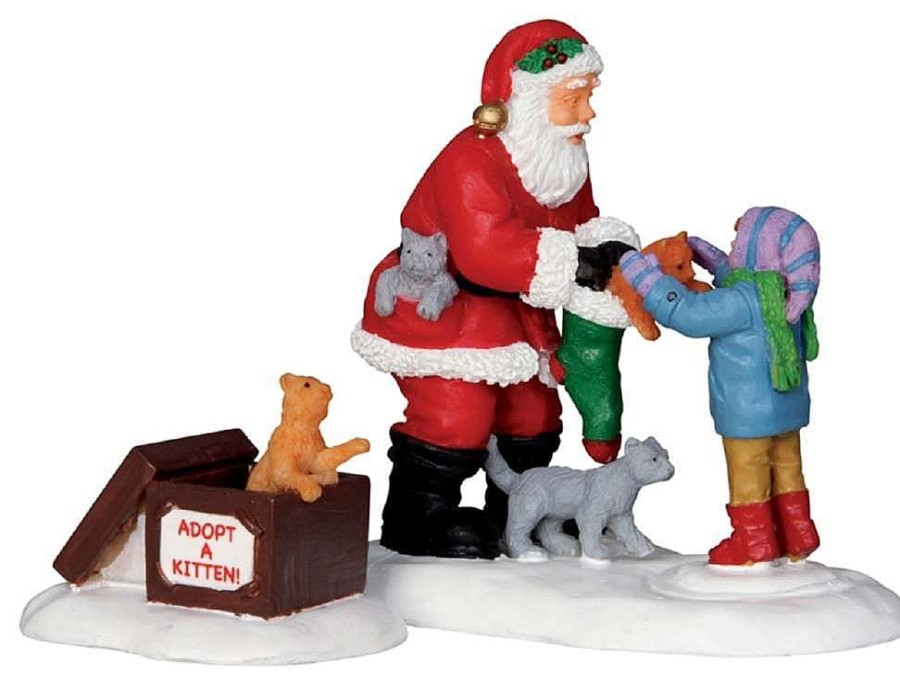 Christmas Villages | Lemax Lemax Santa And Kittens, Set Of 2 22045 Lemax General