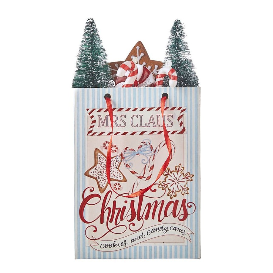 Christmas Tree | Raz Imports Raz Imports 7.75Inch Mrs Claus Christmas Shopping Bag Ornament 4119022