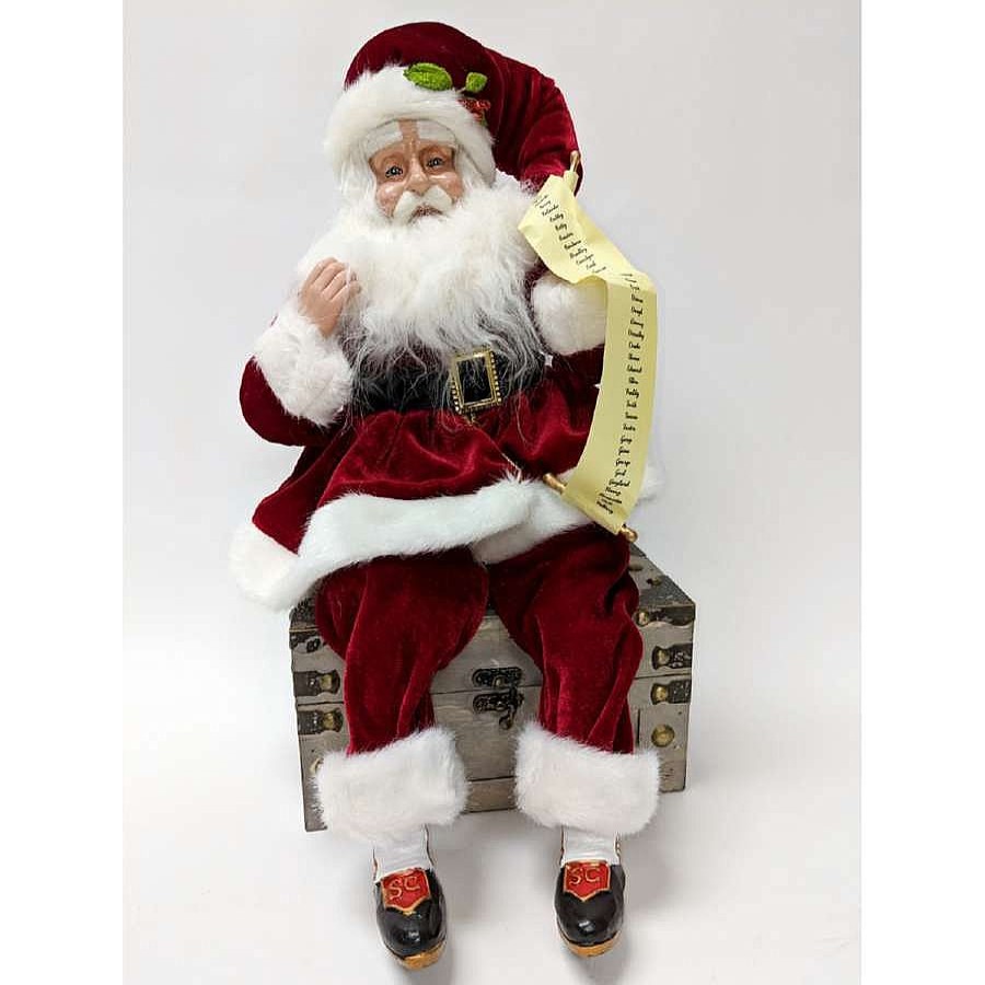 Santa Claus | KKInteriors K&K Interiors 51411A - Sitting Red Velvet Santa With List